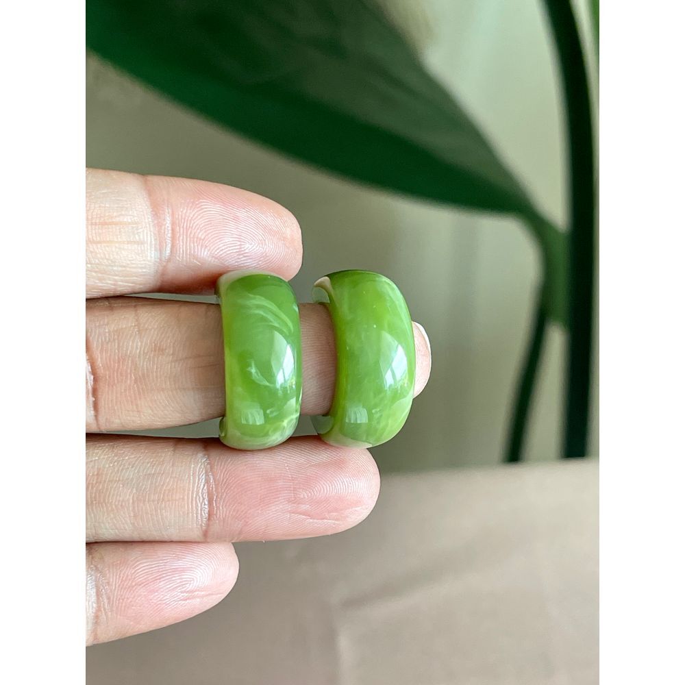Vintage Style Chunky Lime Green Hoop Earrings Retro Statement Jewelry